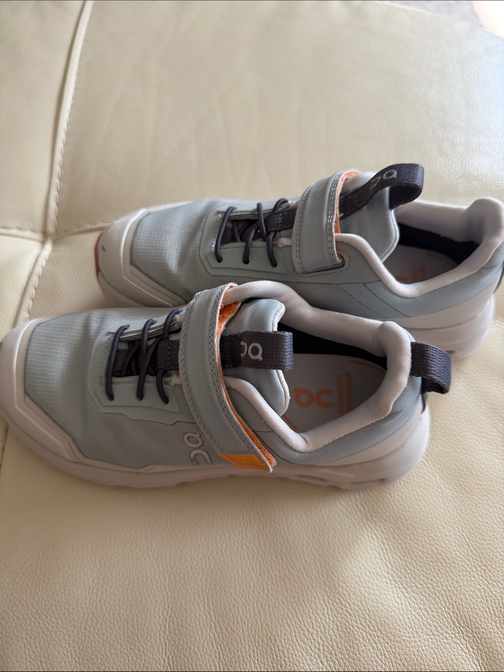 On Running Kids Light Blue Sneakers with Orange Trim